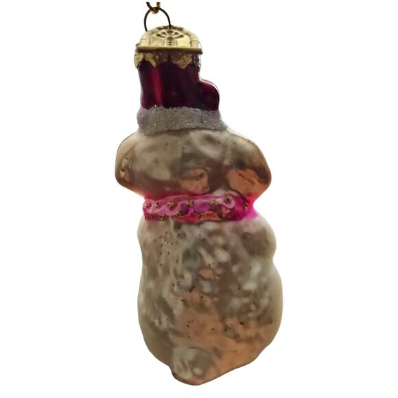 Christopher Radko Glass Ornament Puppy with Tree 3.5" Pink Scarf Vintage - Picture 4 of 6